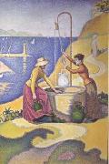 Paul Signac Women at the Well (Young Provencal Women at the Well) (mk06) oil painting artist